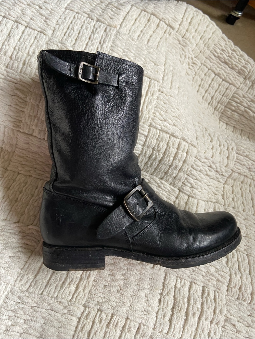 Frye Vintage Veronica Moto Engineer Harness Boots 8.5 Black